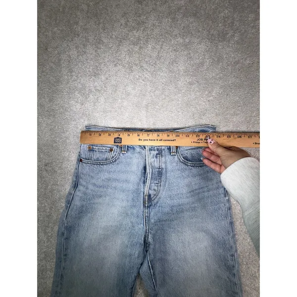 levis premium wedgie denim jeans button fly raw hem size 26 - Image 9