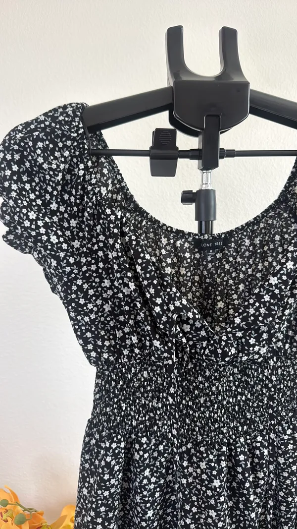 Love Tree Romper Floral Black Women’s - Image 7