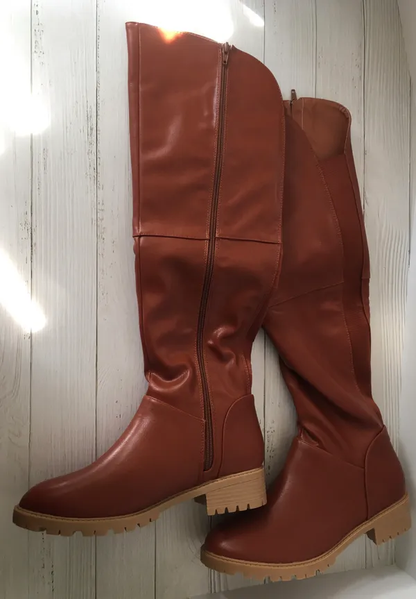 Knee High Boots, Size 8 Brown - Image 2