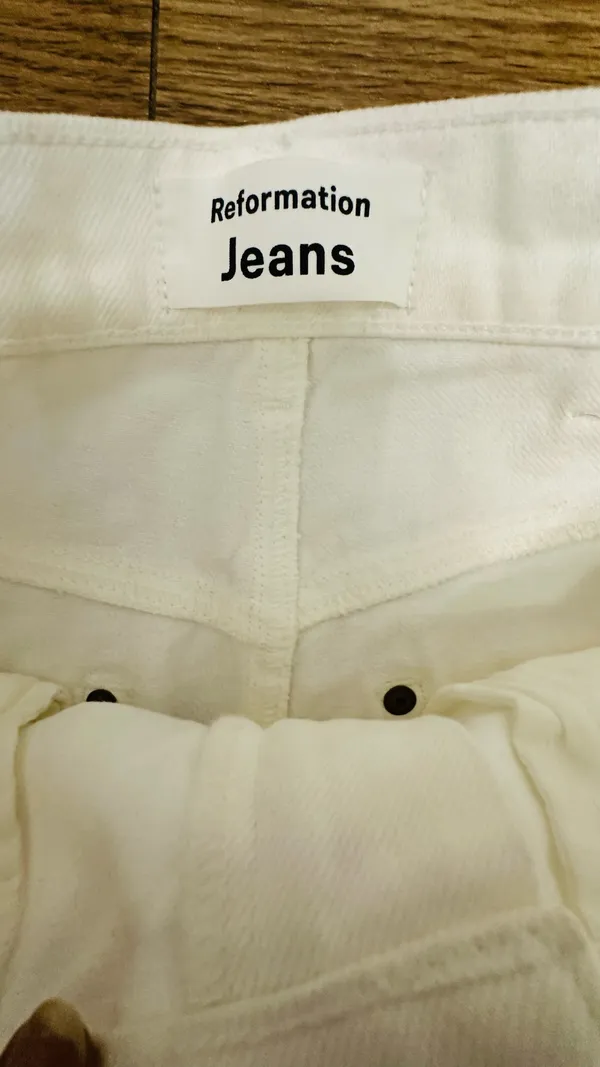 Reformation White Distressed Wash Vintage Jeans - Image 6