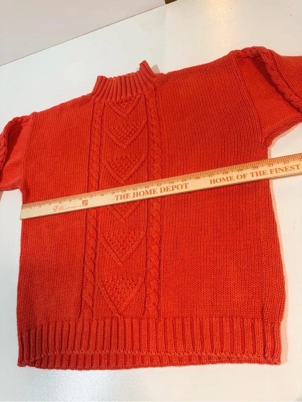 Nuovo Cable Knit Mock Turtleneck Sweater in Orange - Image 8