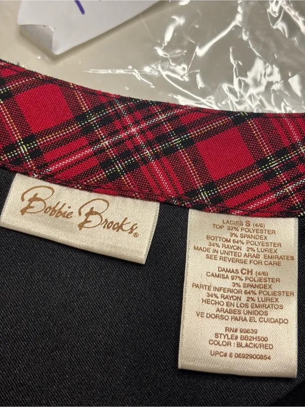 Vtg Bobbie Brooks Small Jumper Dress Scottish Plaid Embroidered Modest Christmas - Image 5