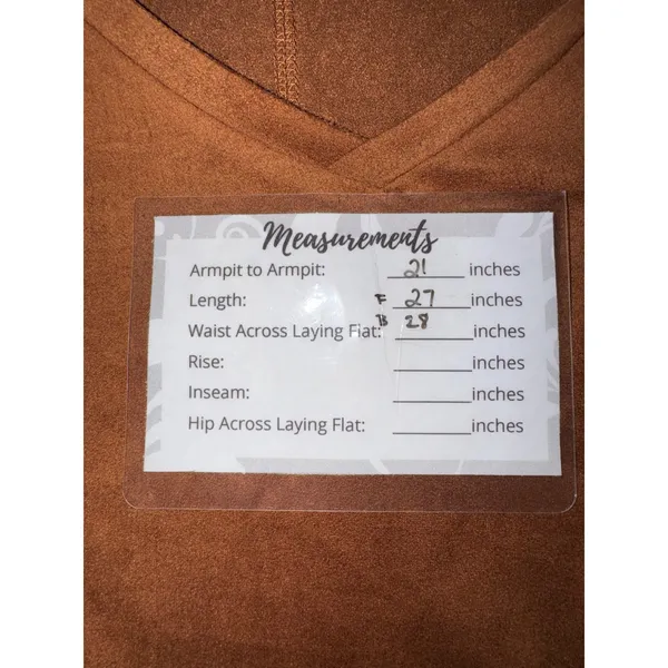 Another Love Womens V-Neck Faux Suede Pocket T-Shirt‎ Cognac Brown VCKN1000S2TBC - Image 4