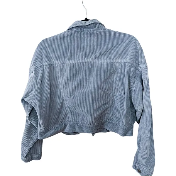 AMERICAN EAGLE Bomber Cropped Corduroy Light Blue Cotton Jacket Sz S - Image 3