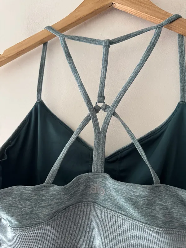 Alo Yoga Alosoft Lavish Strappy Bra Heather Green - Image 5