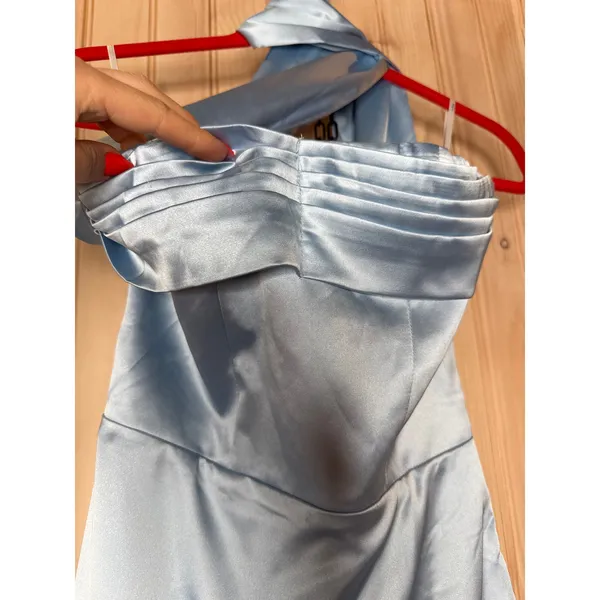 NWT Lulus Avril Light Blue Satin Sash Scarf Mini Dress Party Cocktails Wedding S - Image 5