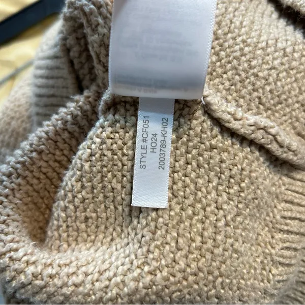J. Crew Factory Mockneck Cable Sleeve Sweater Light Khaki Neutral Preppy Minimal - Image 7