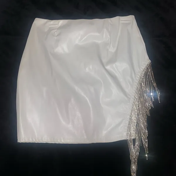 Windsor White Mini Skirt with Fringe - Image 2