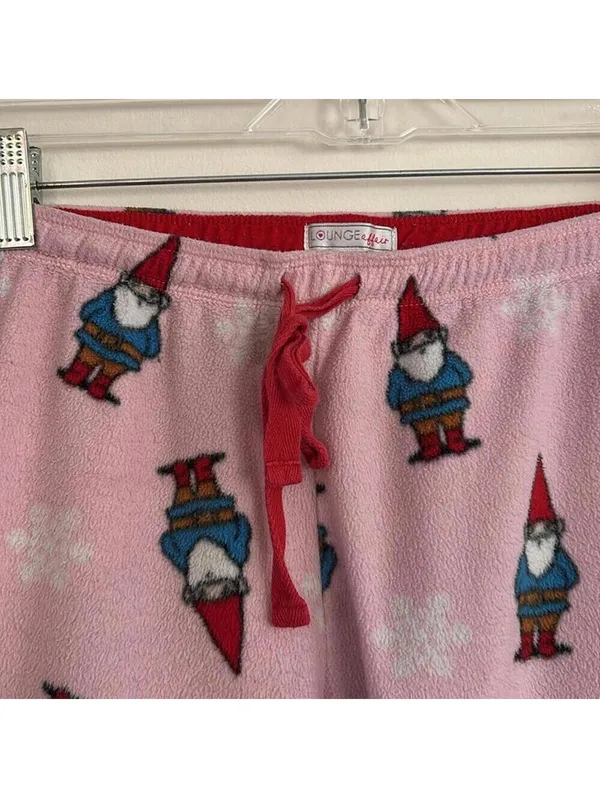 🇺🇸Lounge affair pink gnome and snowflake soft fleece like pajama SET - Image 9