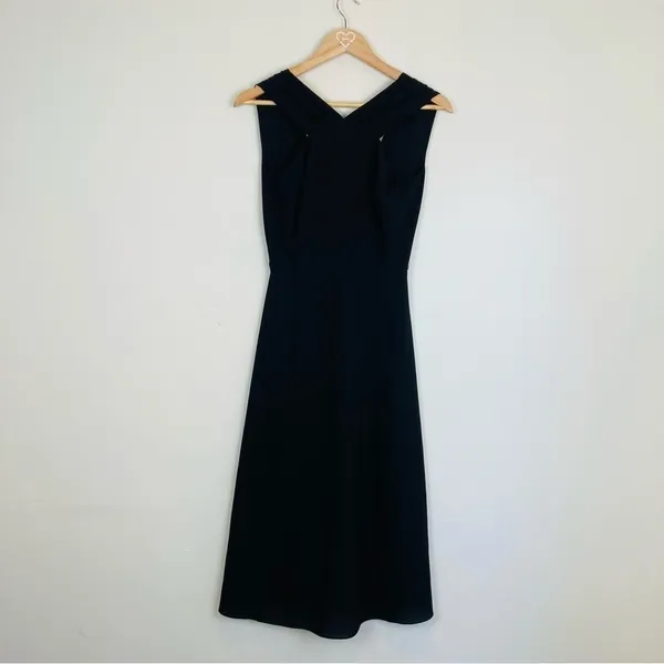 Wilfred Aubrey Halter Midi Dress Black Chiffon Open Back Minimalist 00 - Image 5