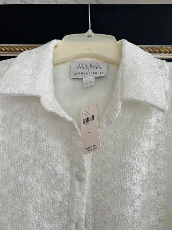 New with Tags Anthropologie White Lace Button Up Dress - Image 2