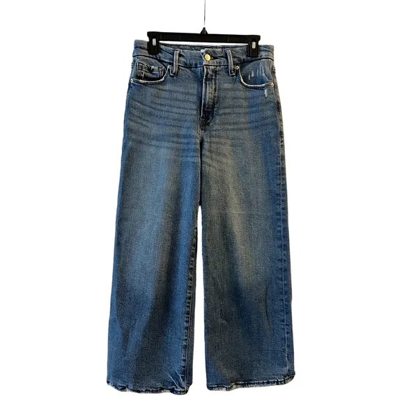 Good American Good Waist Palazzo Crop Jeans Blue Indigo 338 Size 6 28 - Image 4