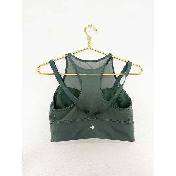 Lululemon Sun Setter Bra Size 6 Dark Forest Green Sports Bra Mesh Workout W2AK1S - Image 11