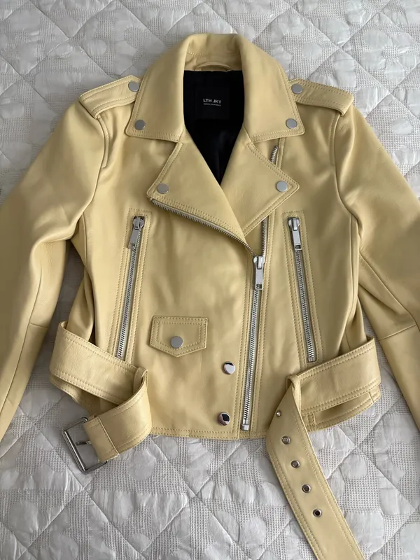 LTH JKT butter yellow biker leather jacket - Image 3