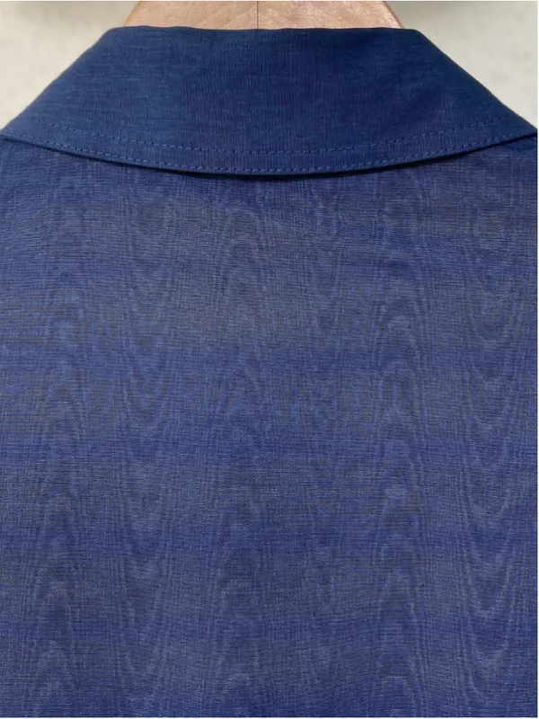 New Tuckernuck Navy Blue Chloe Midi Dress Small Belted Collared Moir Classic - Image 10