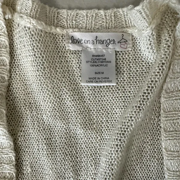 Love on a Hanger Open Cardigan Ivory Neon Women's Size Medium - Image 4