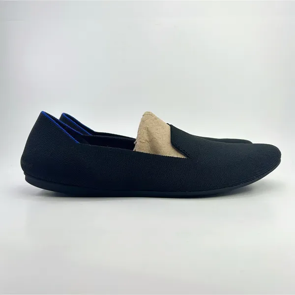 Rothys The Loafer Black Knit Royal Blue Trim Slip On Comfort Size 12 Minimalist - Image 5