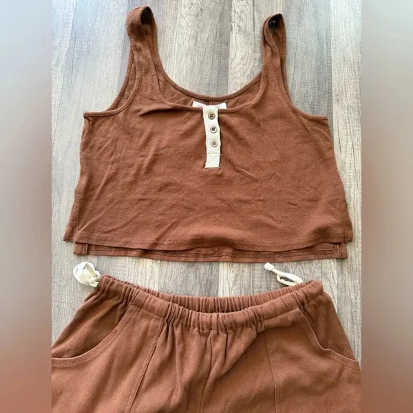 NWOT FREE PEOPLE FP BEACH Matching Bermuda And Cropped Top Matching Set Small - Image 5