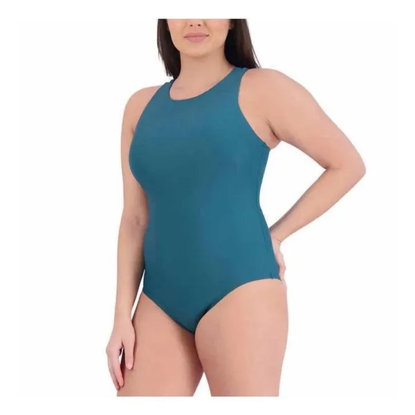 Eddie Bauer‎ One Piece Swimsuit Women S Teal High Neck Strappy Back ELW4898 NWT - Image 2