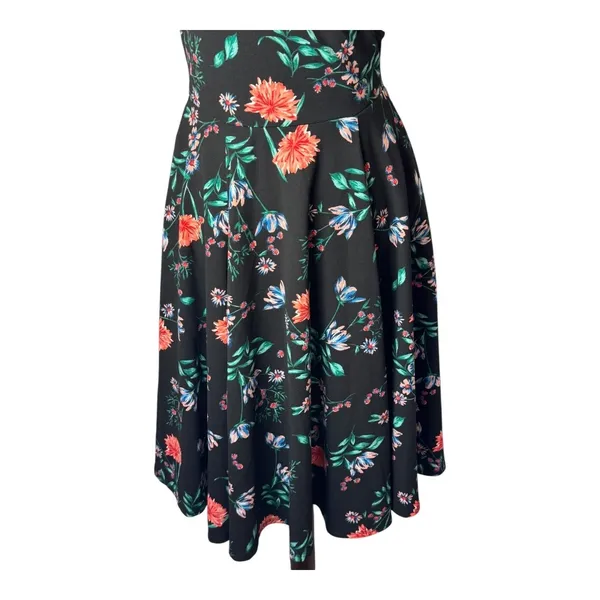 Eva Rose Dress Women Small Black Floral Fit And Flare‎ Midi Boho Cottage Retro - Image 5