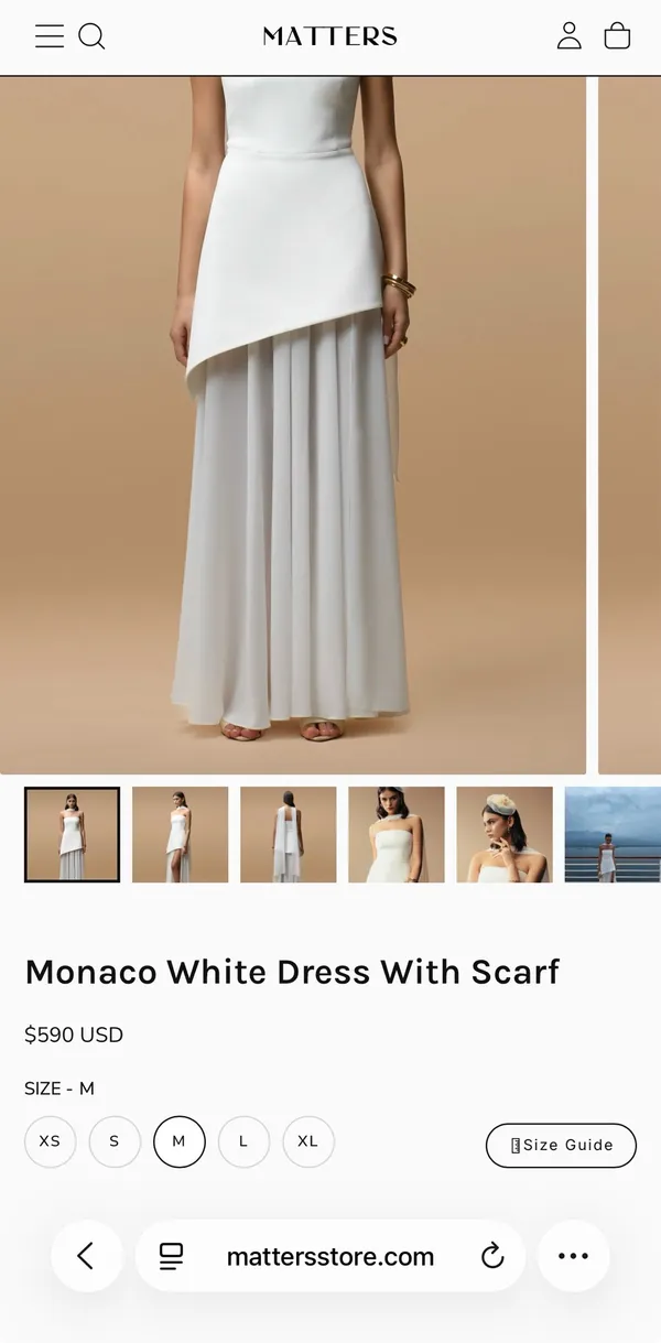 Matters Store Monaco White Dress Size M Size M - Image 3