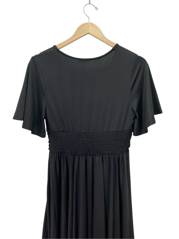 NWT Baltic Born Janette Midi Dress Size Medium Black Flutter Sleeve Ruched Waist - Image 6