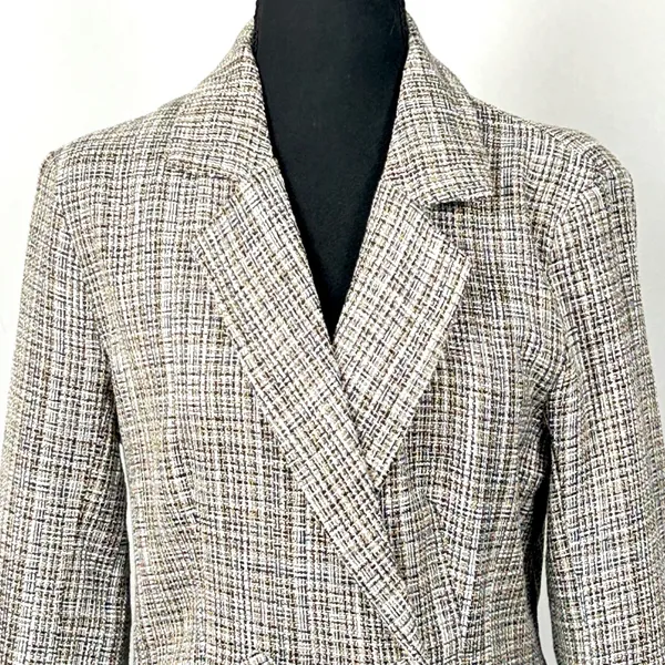 Lulus Double Breasted Tweed Coat Womens Medium Wool Blend‎ Brown Plaid Academia - Image 10