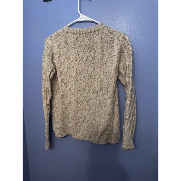 J.Crew‎ Womens Donegal Cable Crewneck Sweater Oatmeal Autumnal Neps XS BJ858 - Image 7