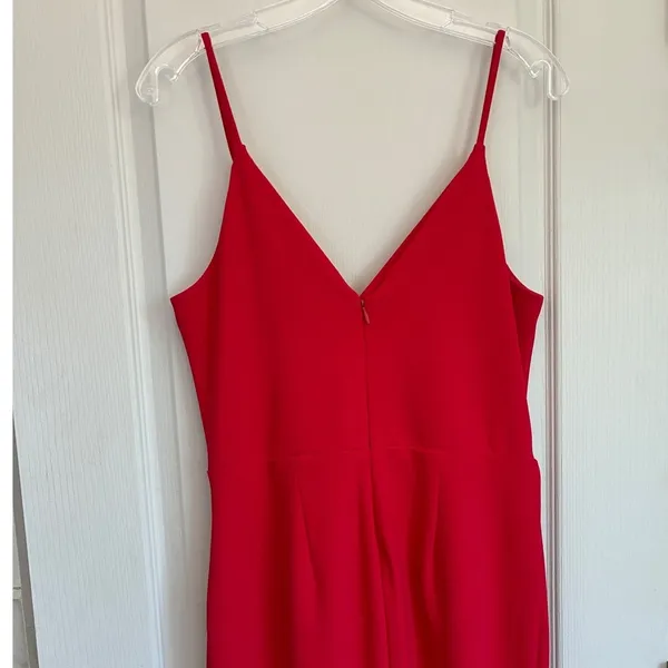 Betsey Johnson Red Faux Wrap Midi Dress Womens 8 V Neck Spaghetti Strap - Image 7