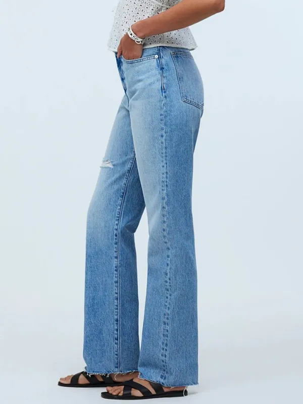 Madewell Tall ’90s Straight Jeans 25T Revoir Wash Distressed Raw Hem $128 - Image 12