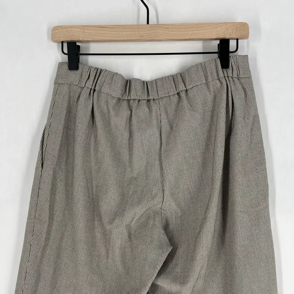 Aritzia Babaton Womens Size 6 Brown Plaid‎ Houndstooth Conan Pants Cropped Elastic Waist - Image 7