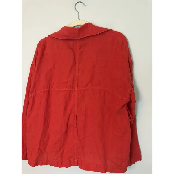 Zara 100% Linen Zip From Blazer Light Jacket Orange Sz M NWT - Image 9