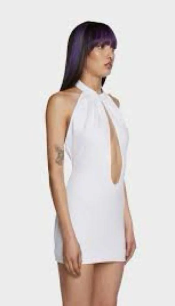 NWOT O’Dolly Dearest Jade White Cutout Halter Mini Dress M Party Club After Prom - Image 3