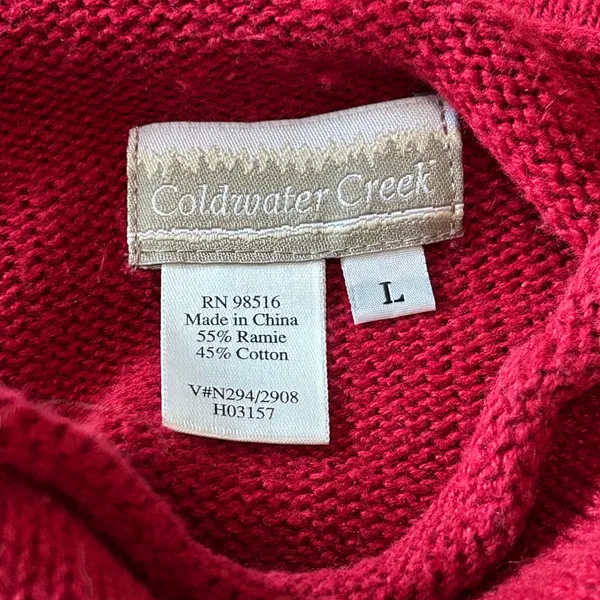 Coldwater Creek Red Holly Berry Embroidered Roll Neck Sweater Womens Large L - Image 7