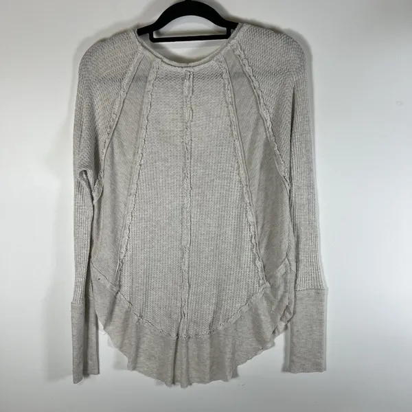 Free‎ People Tops Womens XS Oversized Laguna Thermal Ivory Thermal Top Boho - Image 6
