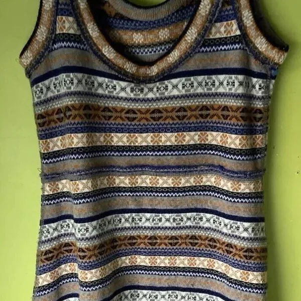 Free People Mini Sweater Dress Gray Fair Isle Nordic Tunic Wool Blend Sz Medium - Image 2