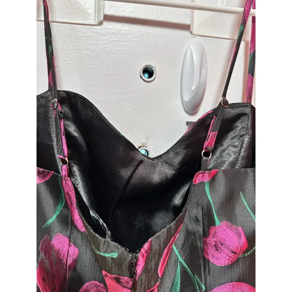 Lulus Pretty Blooms Black Floral Jacquard Sleeveless Mini Dress Size Large - Image 8
