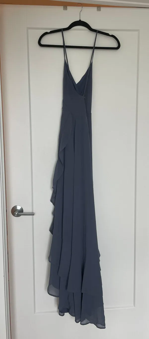 Lulus In Love Forever Granite Blue Lace-Up High-Low Maxi Dress - Image 4