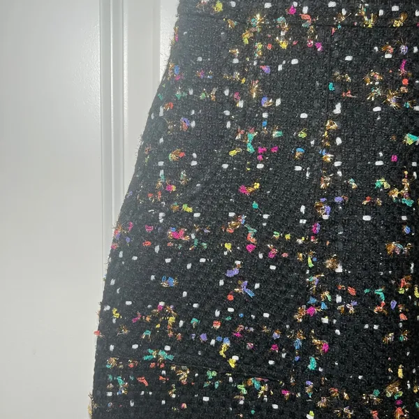 Amanda Uprichard Ace Black Confetti Tweed Mini Dress Multi Color Metallic Small - Image 4