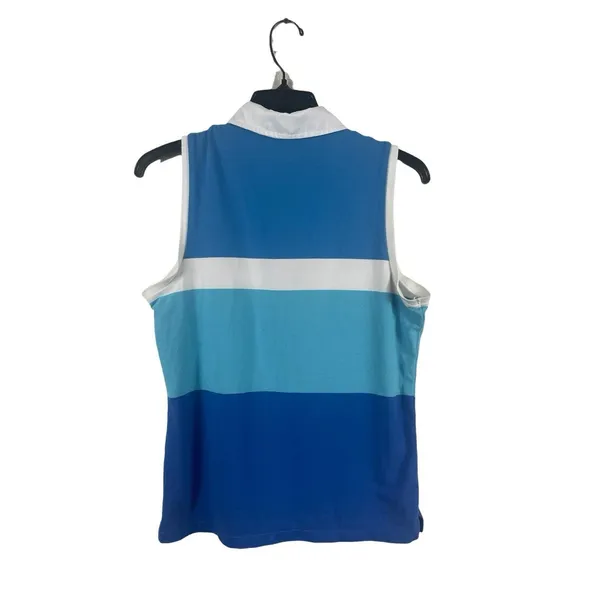 VTG Y2K Lauren Ralph Lauren Active Tennis Polo M Blue Colorblock Sleeveless READ - Image 2