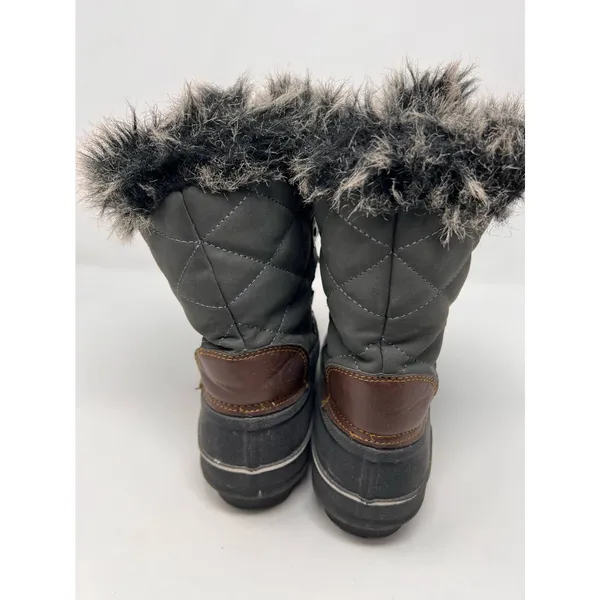 Itasca Rubber Duck Boots Women's Black Gray‎ Brown Fur Inside Lace Up Size 8 - Image 4