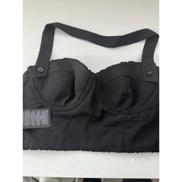 Guess By Marciano Halter Pushup Bustier Size 0 Black Lace Zip Back Pinup Corset - Image 5