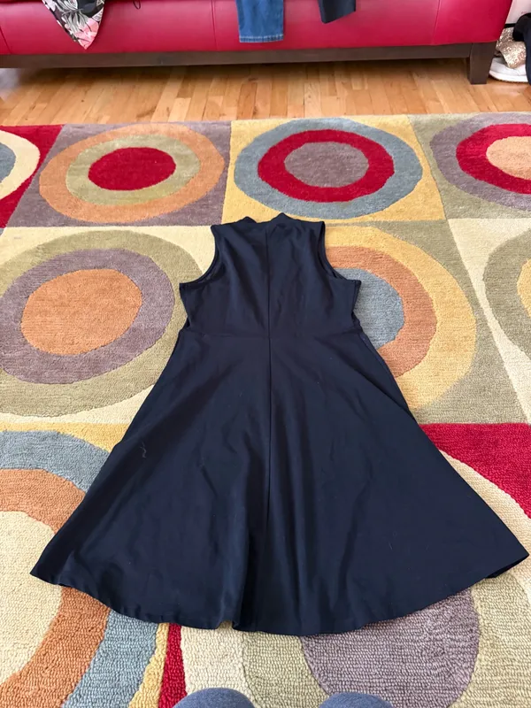 Express Black Sleeveless Skater Dress Cutout Mock Neck Stretchy Material Medium - Image 4