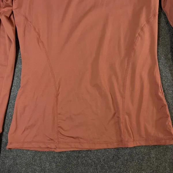 Fabletics Womens Long Sleeve Mock Neck Active Top Rust Orange Thumbholes Small - Image 8