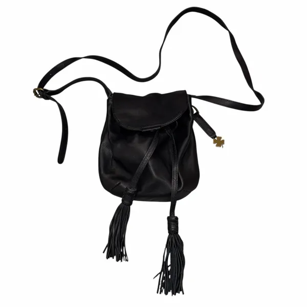 Lucky Brand Black Leather Jordan Mini Crossbody Purse Bag Saddle Bag - Image 2