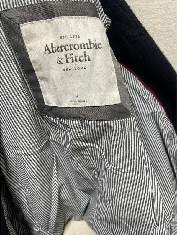 VTG Abercrombie & Fitch Y2K Blue Blazer Wool Blend Jacket M - Image 2