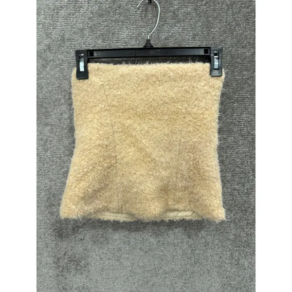 Zara Women Tube Top XS Beige Faux Fur Wool Blend Strapless 8982/531/733 NWT - Image 2