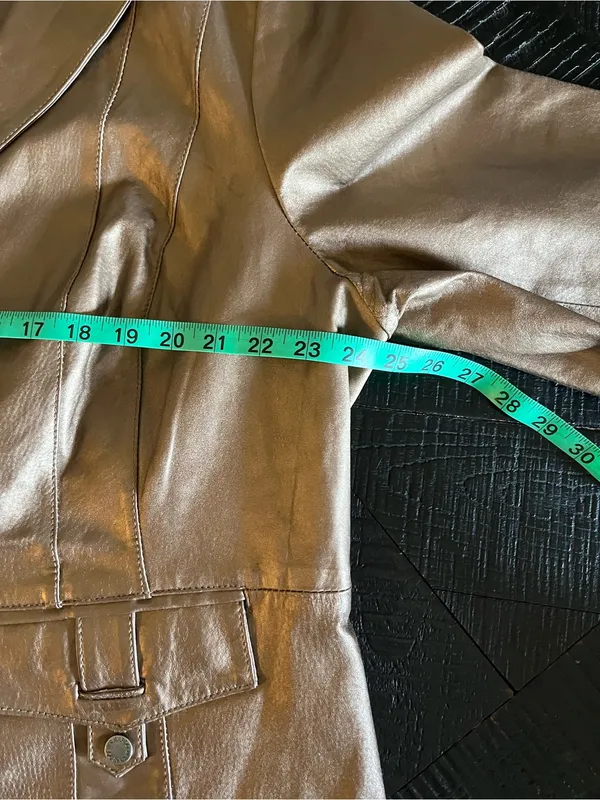 Bernardo Metallic Gold 100% Leather Zip-Front Jacket Size 2X - Image 6