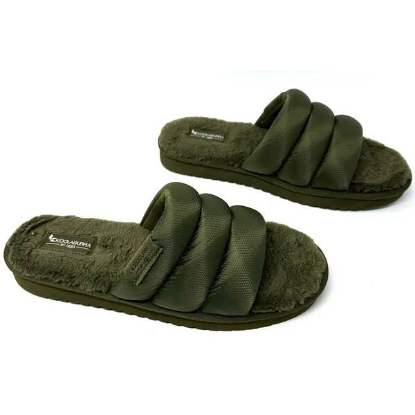 Koolaburra by Ugg Size 10‎ Green Slides Slippers Fuzzy Casual Shoes Comfort - Image 3