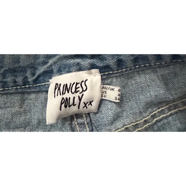 Princess Polly Wide Leg Light Wash High‎ Rise Baggy Loose Jeans Sz 4 Raw Hem - Image 4